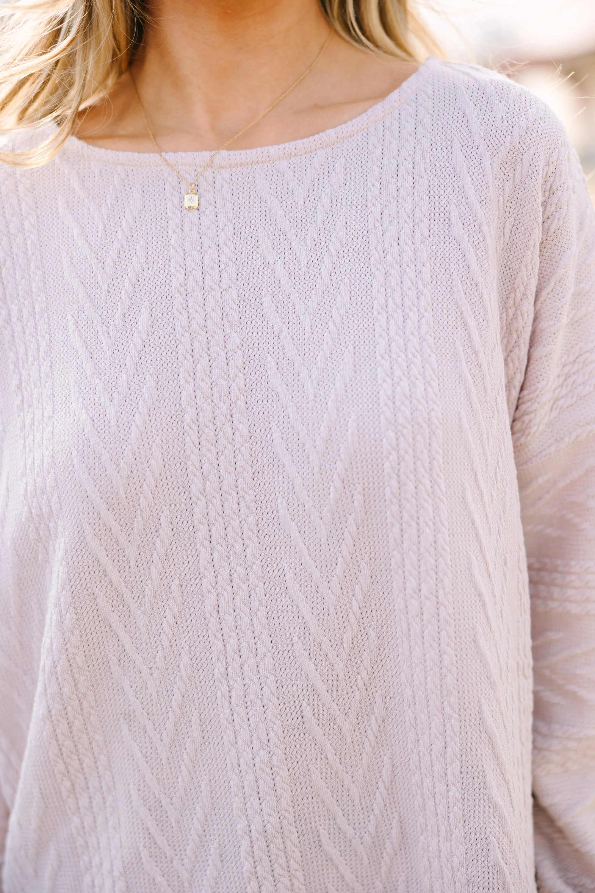 The Slouchy Taupe Brown Cable Knit Top