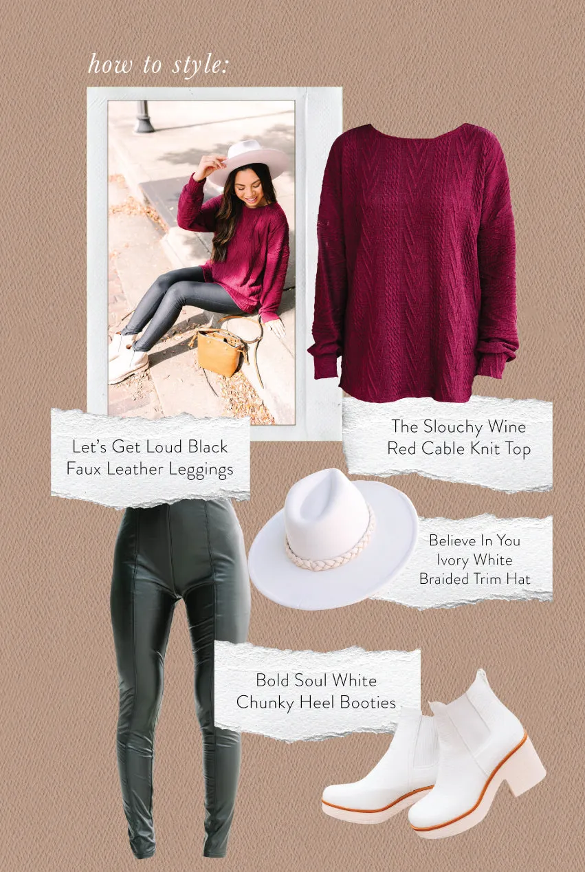 The Slouchy Wine Red Cable Knit Top