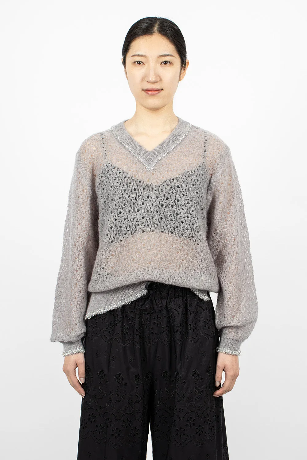 Tinsel Knit Jumper Light Grey