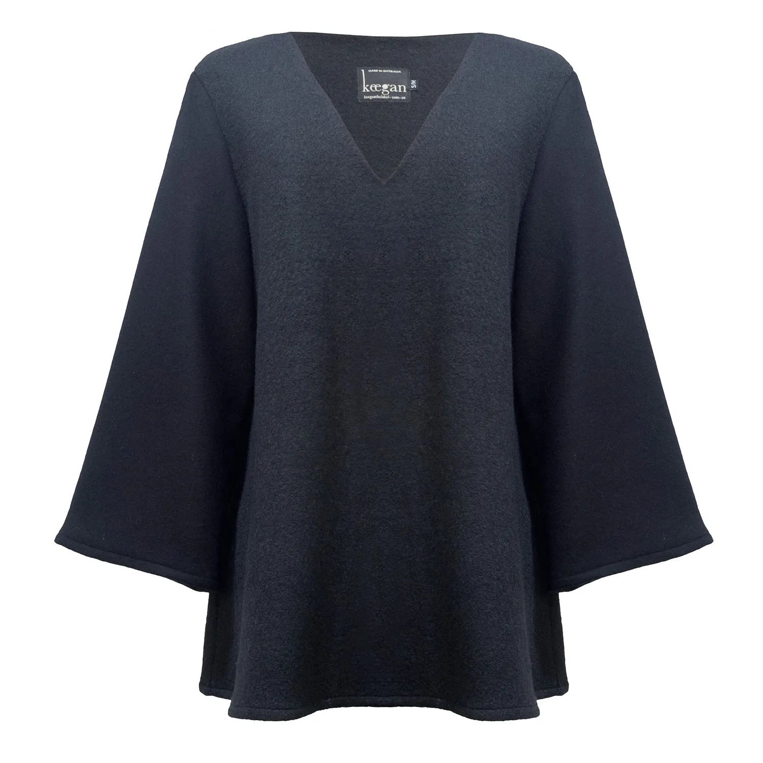 TRUFFLE JUMPER [ Black Wool Blend, V Neck ]