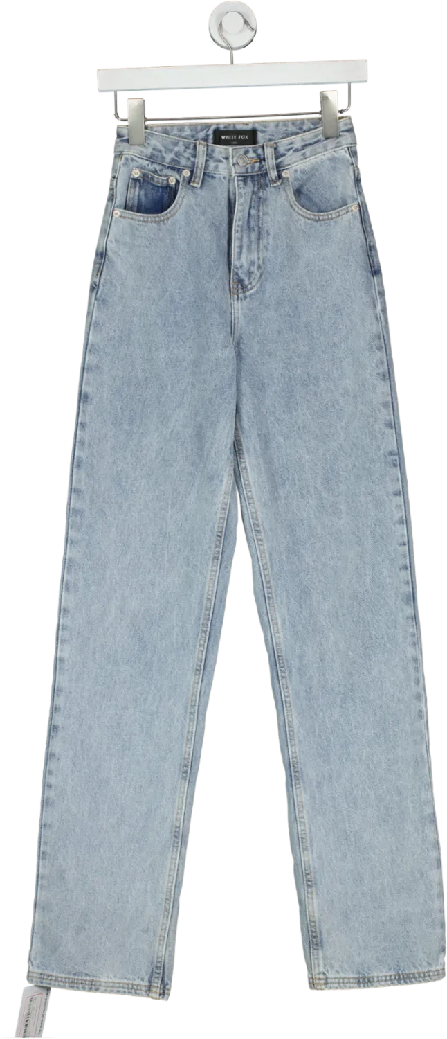 White Fox Blue Straight Leg Denim Jeans UK XS