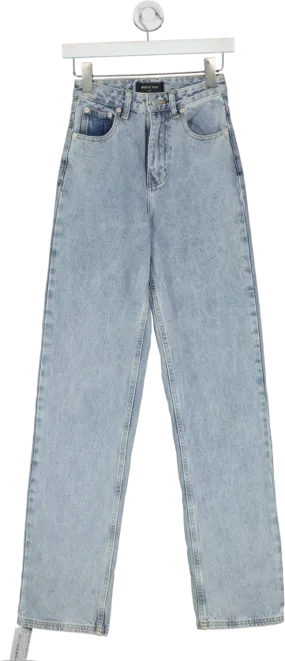 White Fox Blue Straight Leg Denim Jeans UK XS