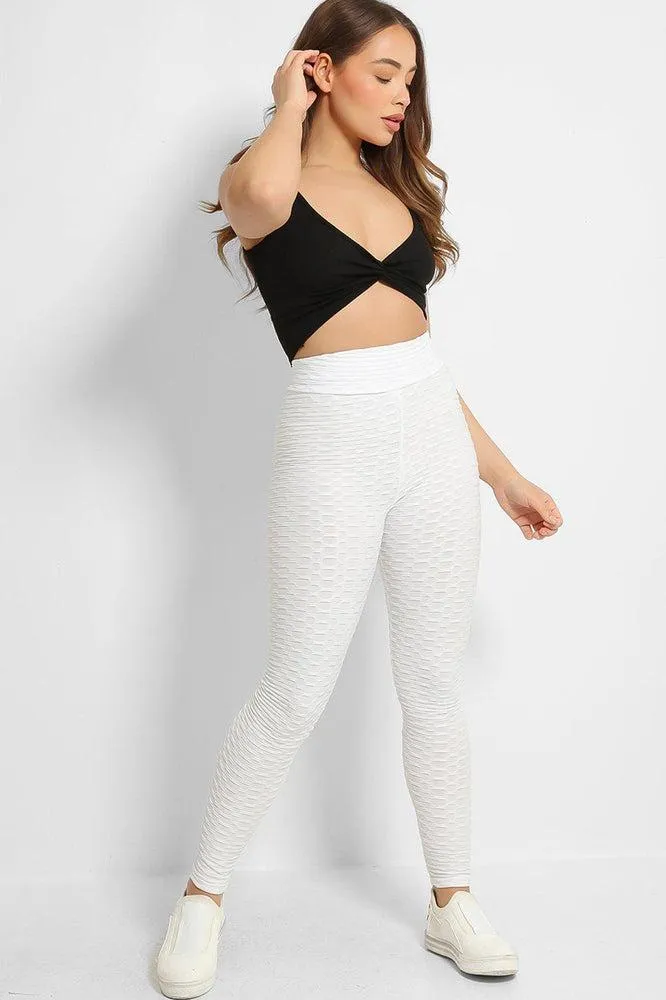 White High Waisted Anti-Cellulite Leggings