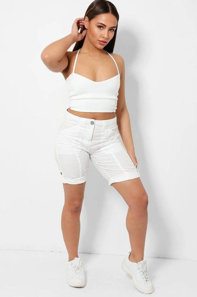 White Roll Up Hem From Office To Park City Shorts